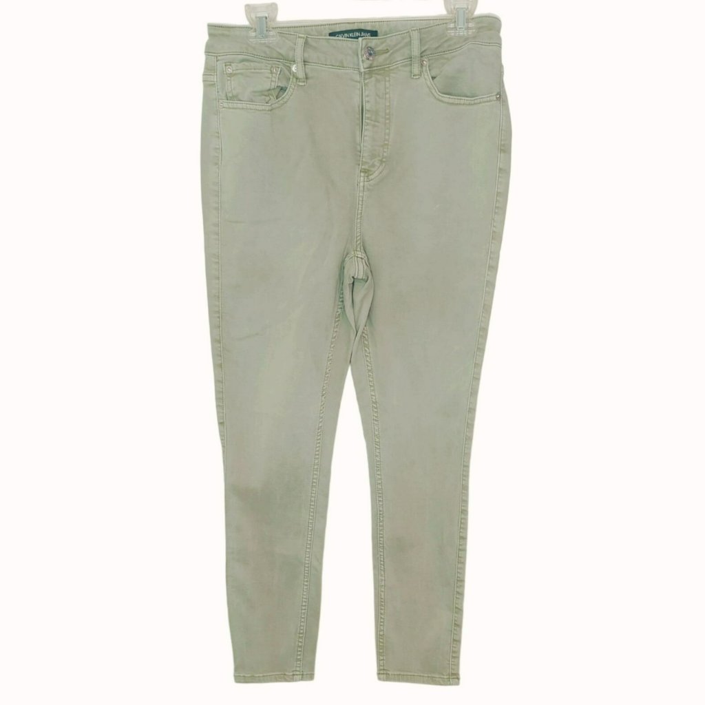 Calvin Klein Jeans Women's Size 10 (30x25) Green Stretch Cotton Blend Pants